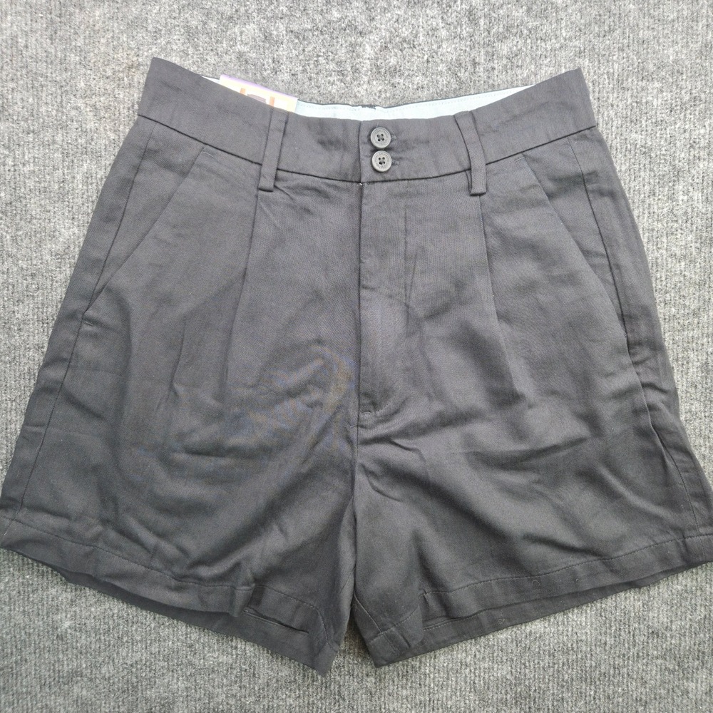 Jachs Girlfriend Shorts Womens 4 Black Rayon Lyocell Pleated High Waist Summer